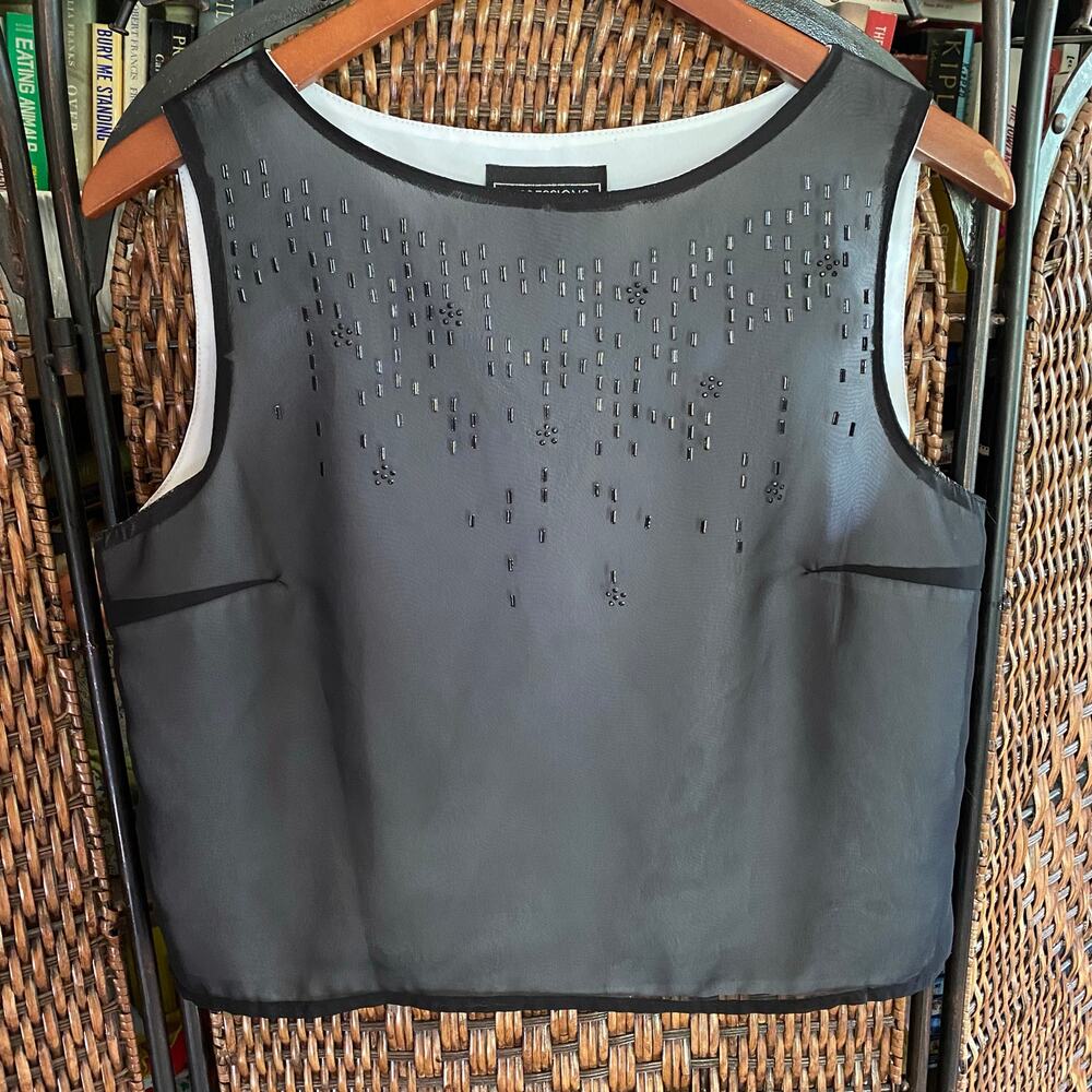 Size M//Vintage Y2K Illusion Tank with Glitter Sparkle Detail